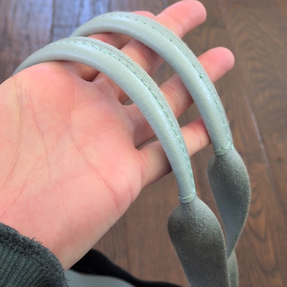 COACH I Light Aqua Blue Derby Pebble Leather Tote Bag Purse with Silver Tag - Picture 10 of 16